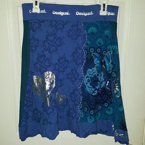 Desigual Blues Sparkles Skirt Sz M